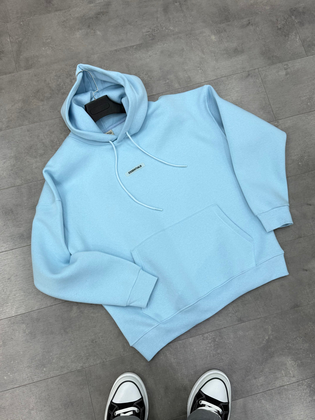 Oversize Kapüşonlu Sweat (Üç İplik Şardonlu) Mavi