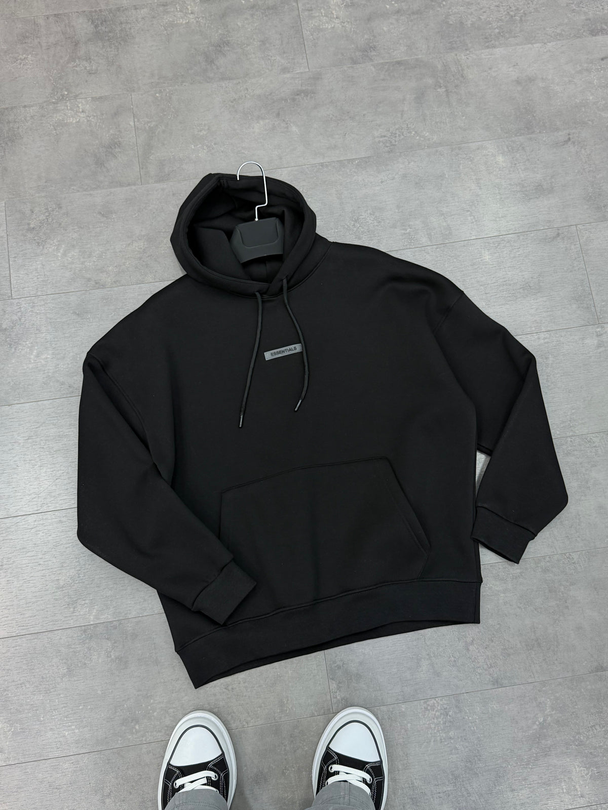 Oversize Kapüşonlu Sweat (Üç İplik Şardonlu) Siyah
