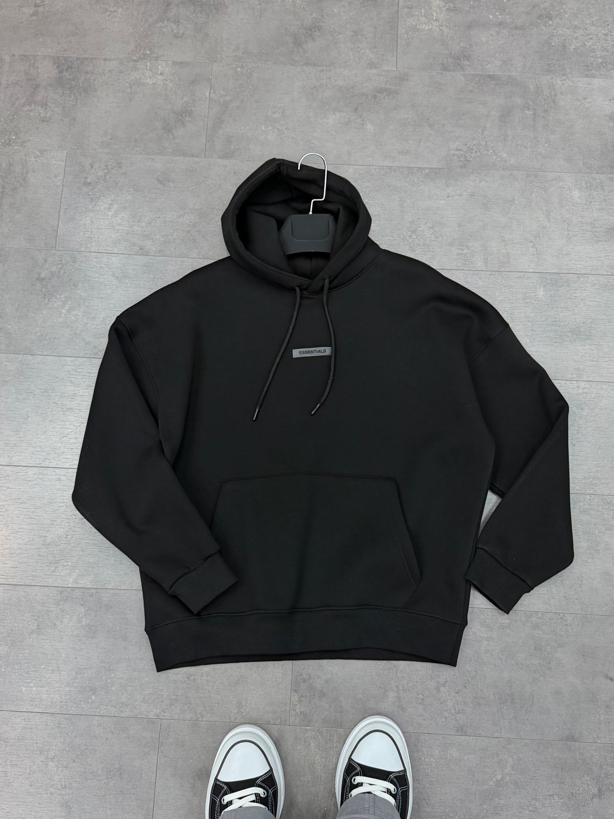 Oversize Kapüşonlu Sweat (Üç İplik Şardonlu) Siyah