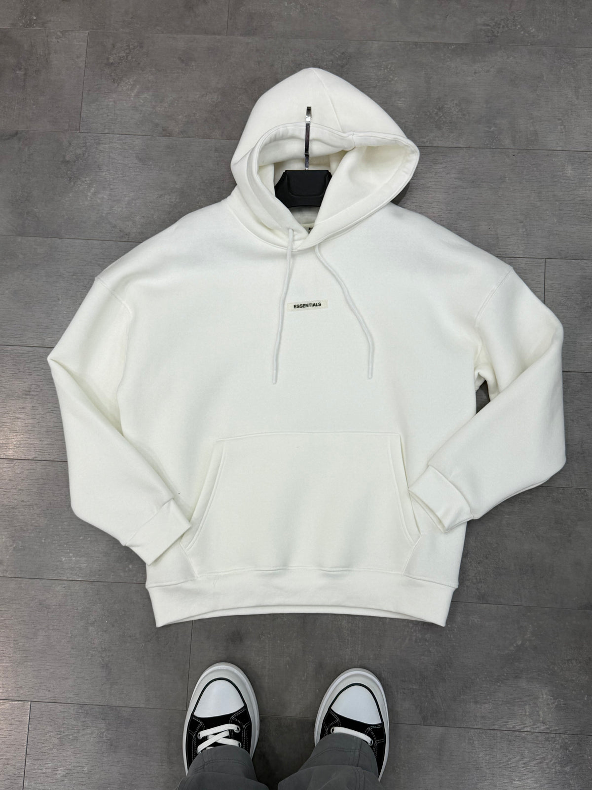 Oversize Kapüşonlu Sweat (Üç İplik Şardonlu) Beyaz