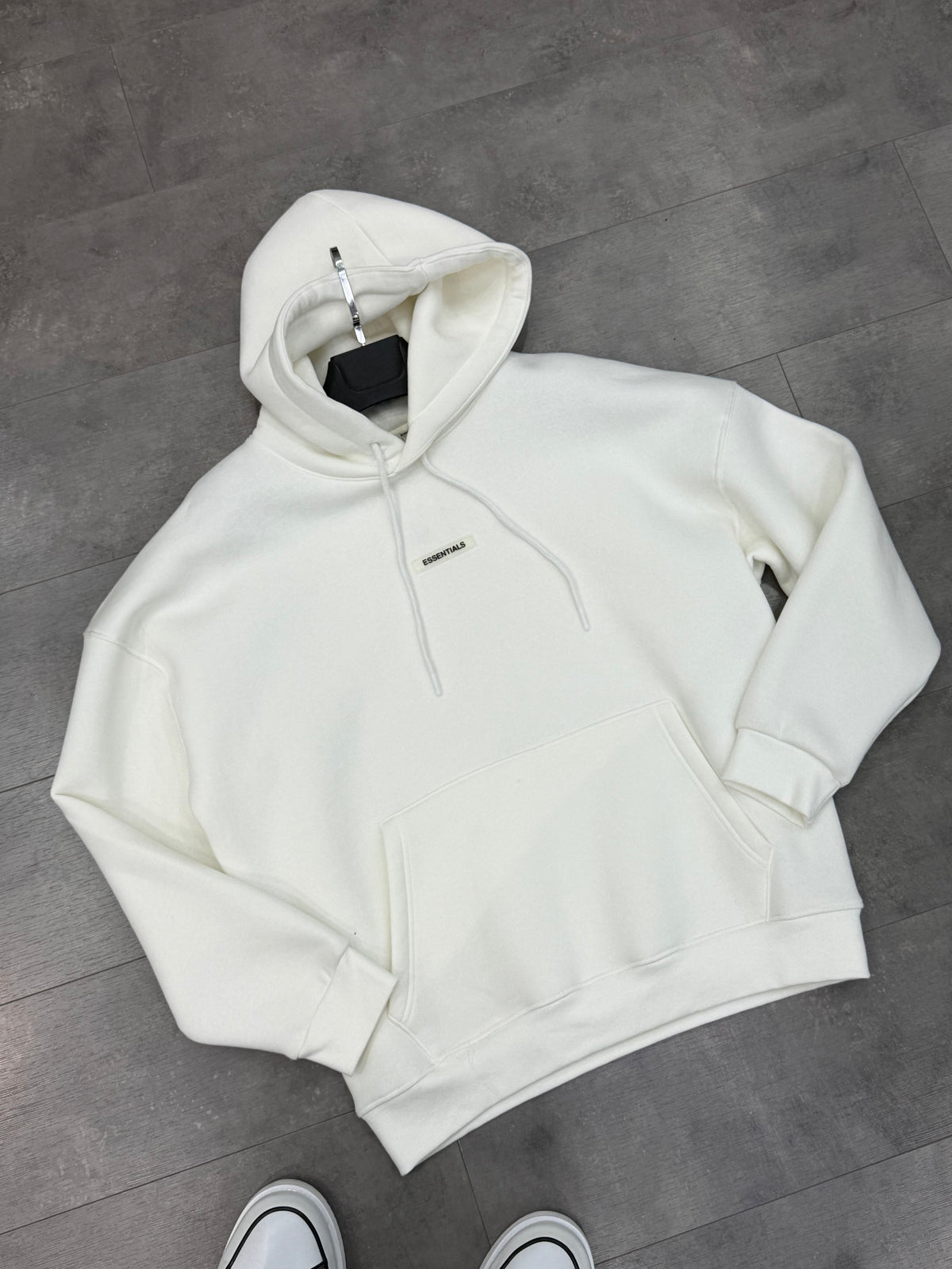 Oversize Kapüşonlu Sweat (Üç İplik Şardonlu) Beyaz