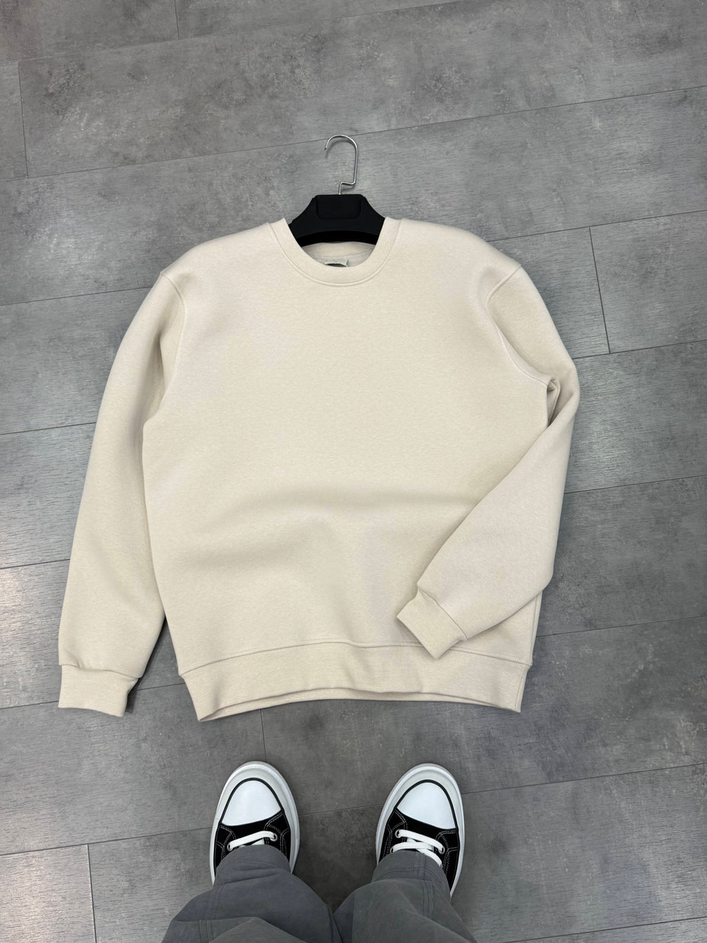 Oversize Sweatshirt Üç İplik Şardonlu Krem