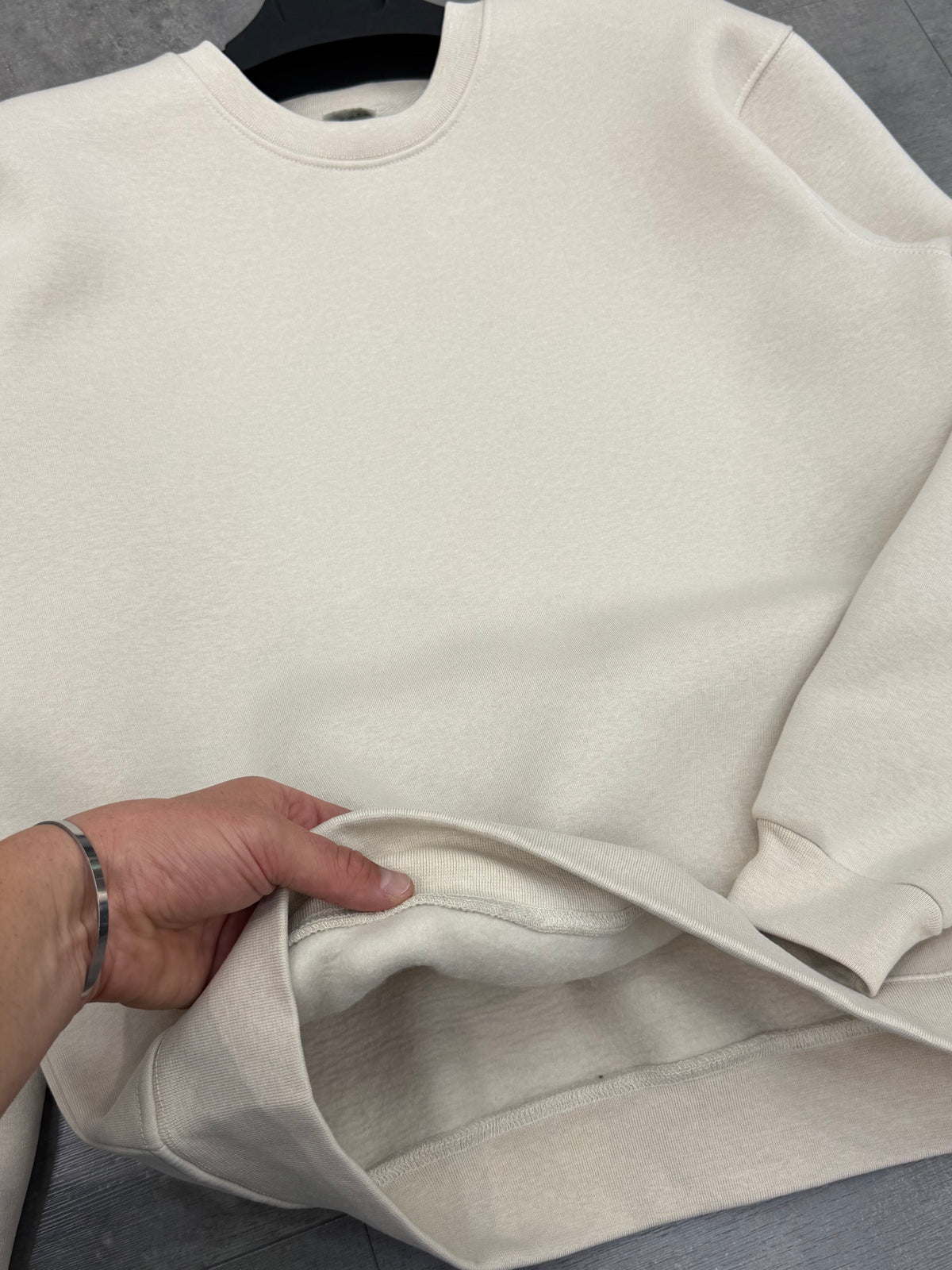 Oversize Sweatshirt Üç İplik Şardonlu Krem