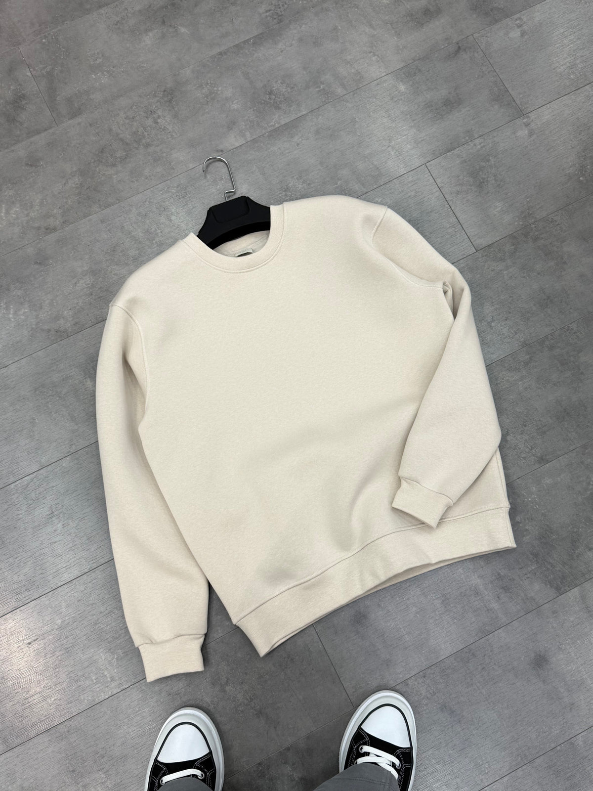 Oversize Sweatshirt Üç İplik Şardonlu Krem