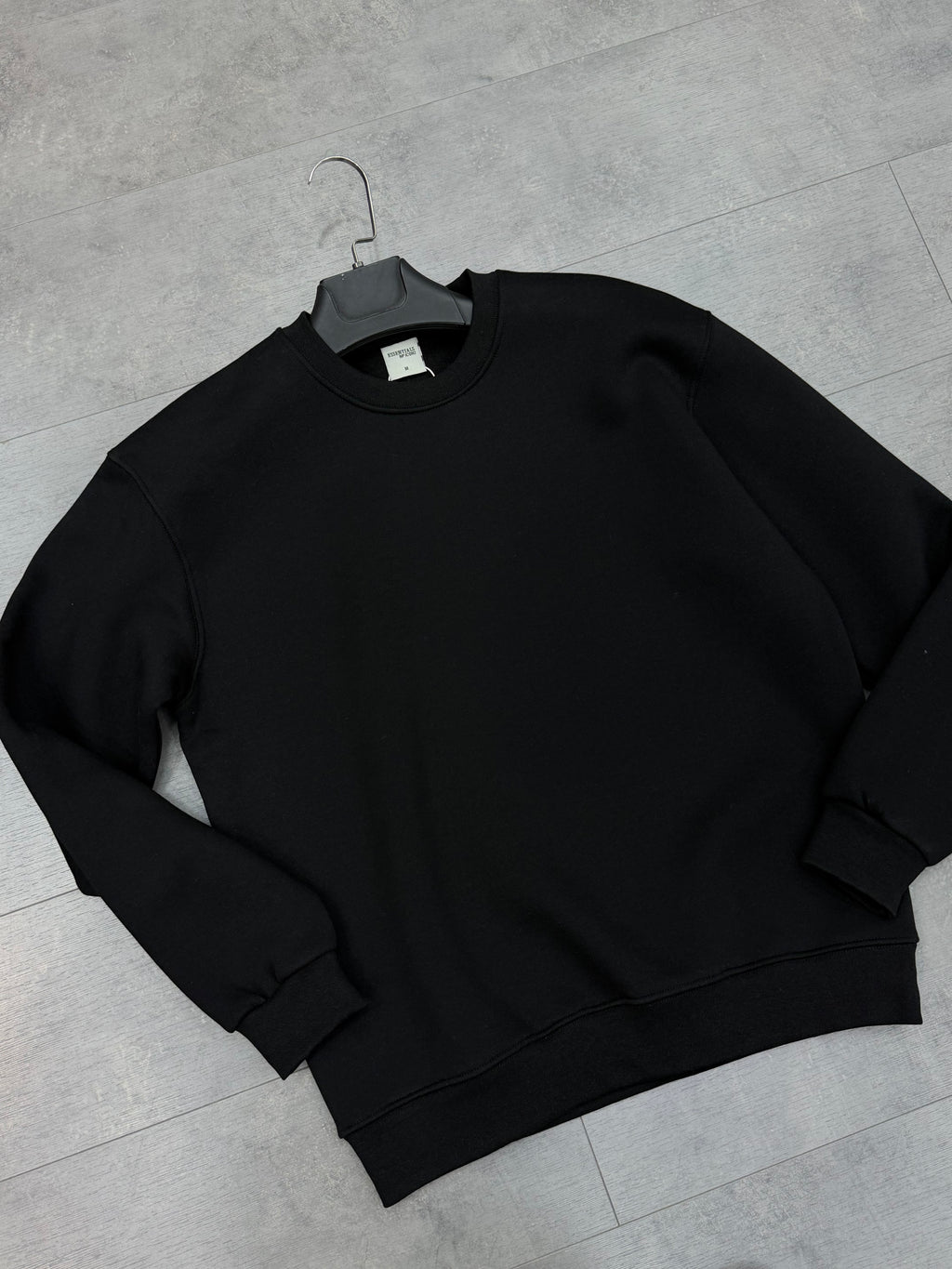 Oversize Sweatshirt Üç İplik Şardonlu Siyah