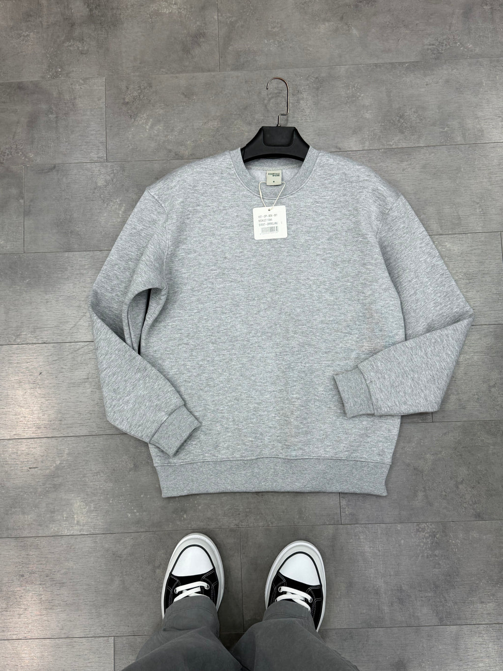 Oversize Sweatshirt Üç İplik Şardonlu Gri