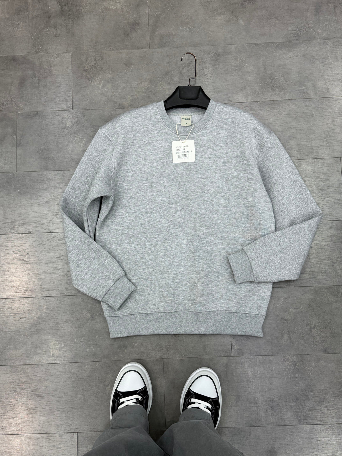 Oversize Sweatshirt Üç İplik Şardonlu Gri