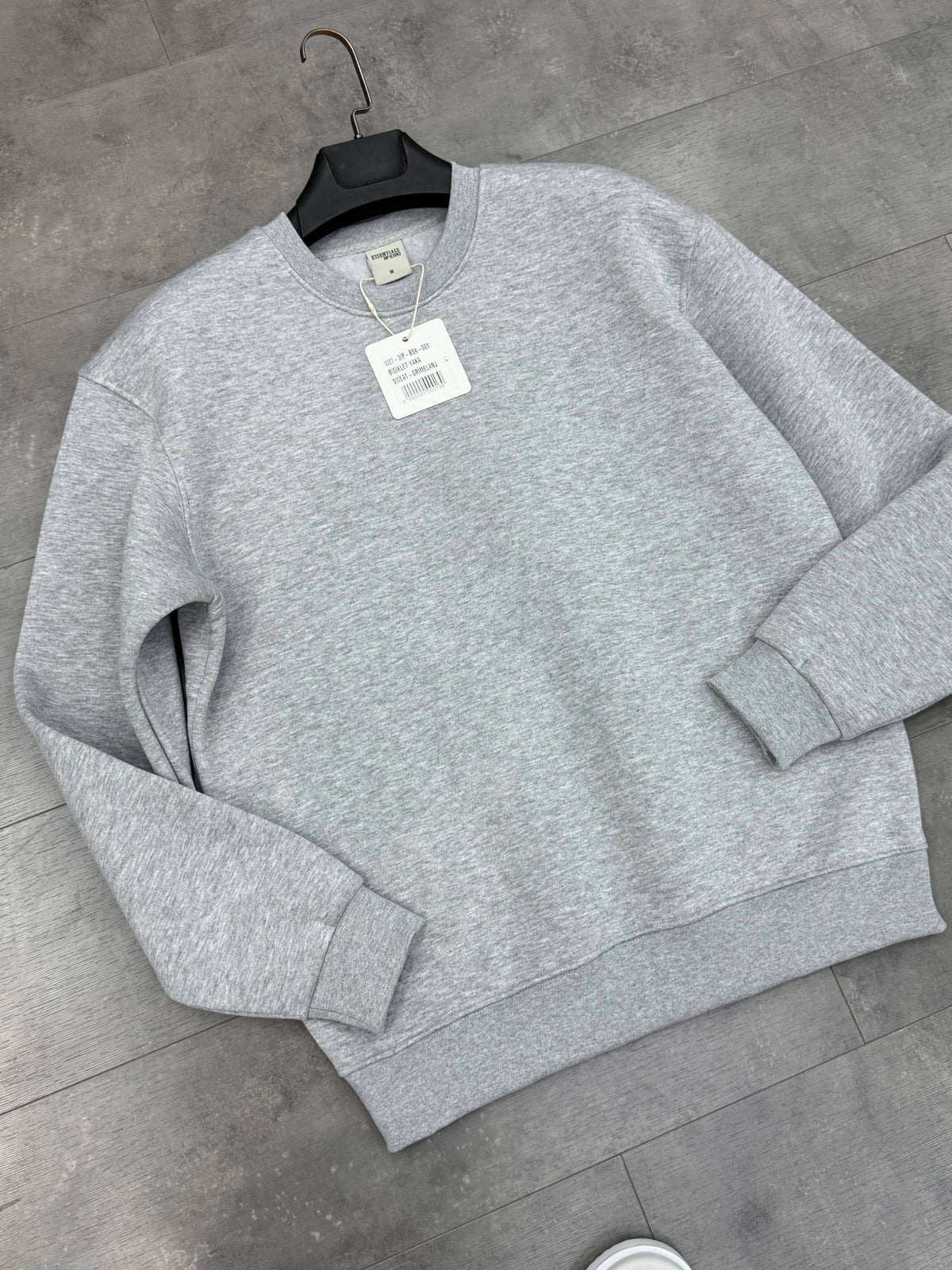 Oversize Sweatshirt Üç İplik Şardonlu Gri