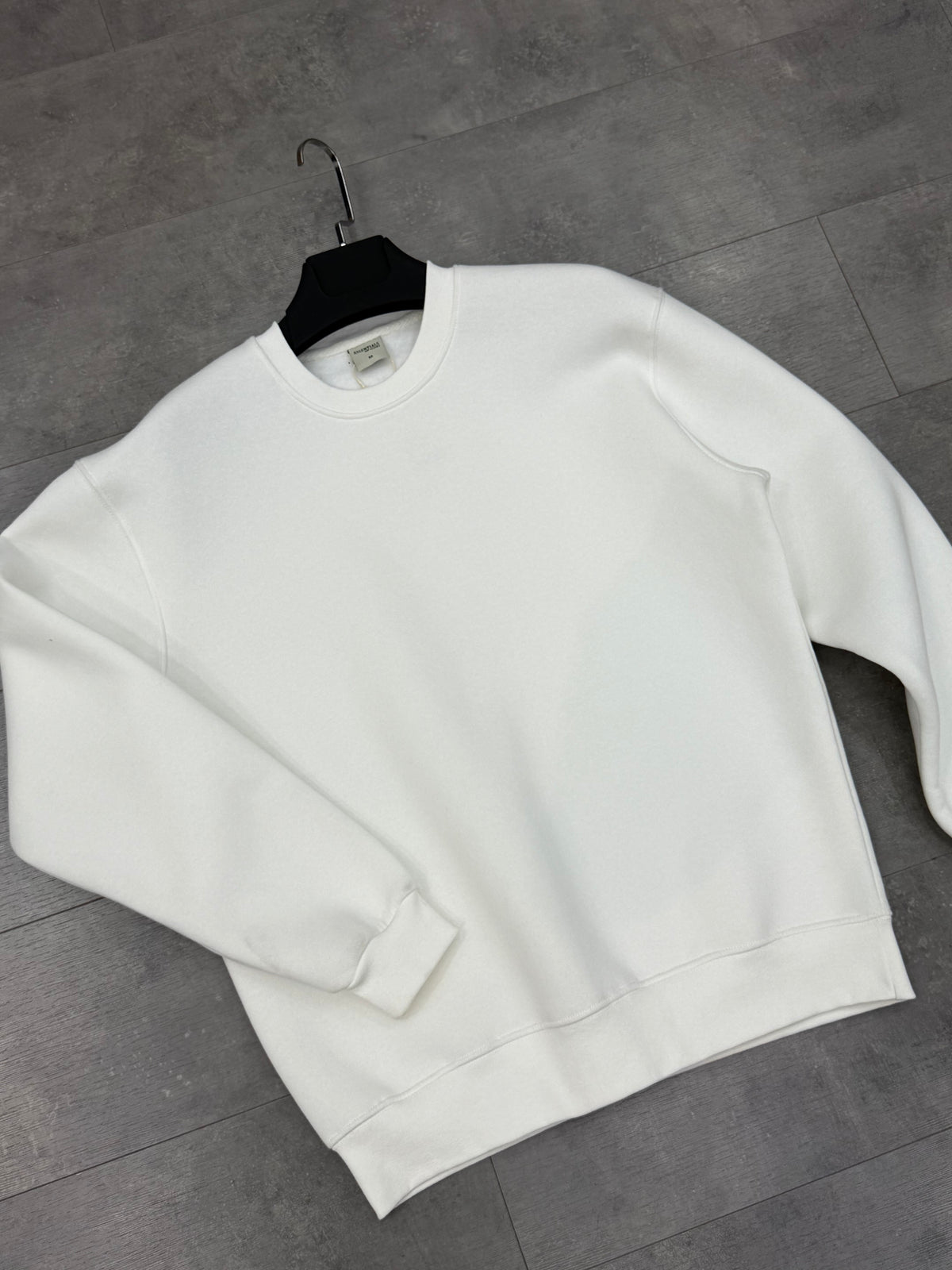 Oversize Sweatshirt Üç İplik Şardonlu Beyaz
