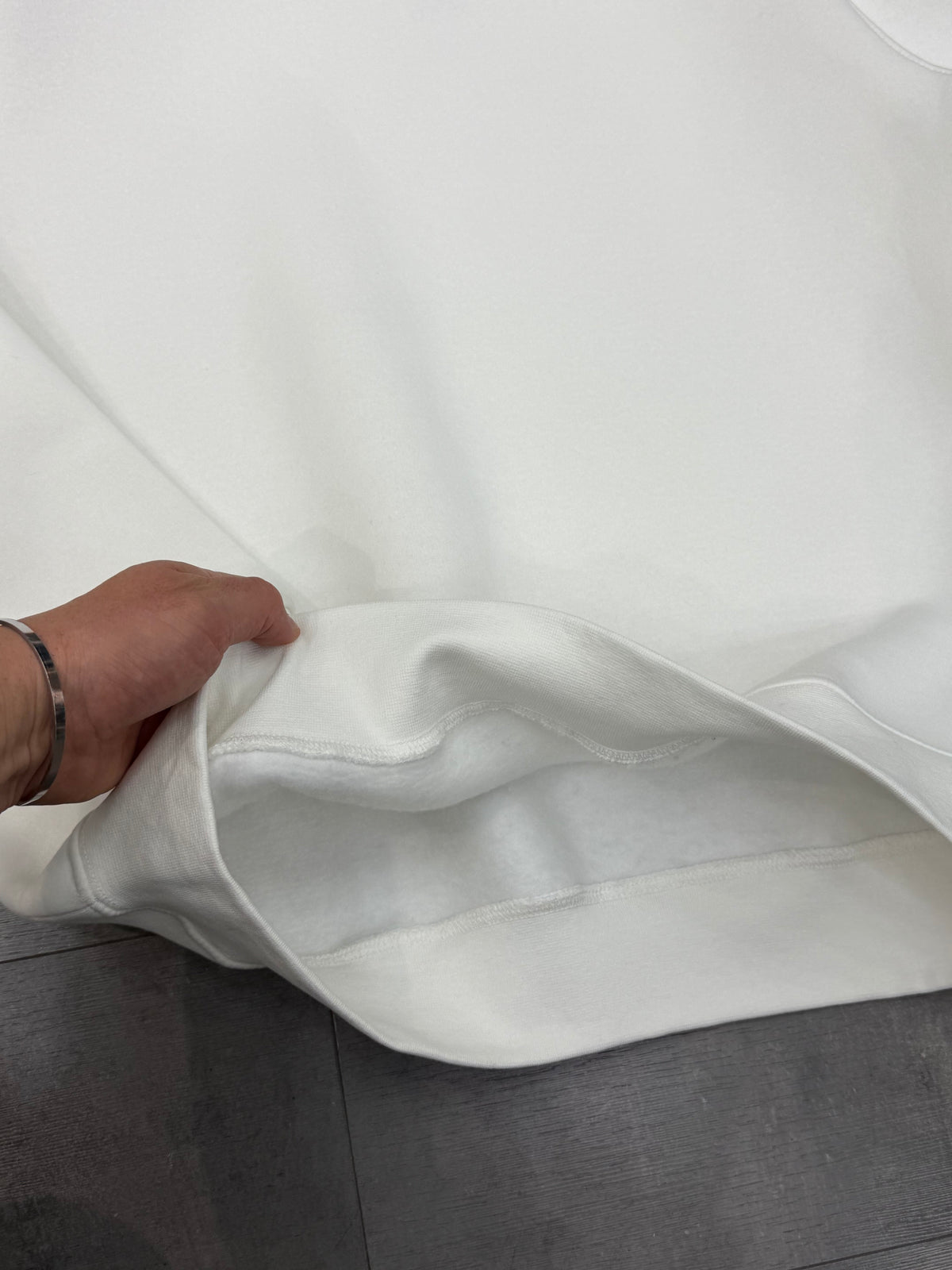 Oversize Sweatshirt Üç İplik Şardonlu Beyaz