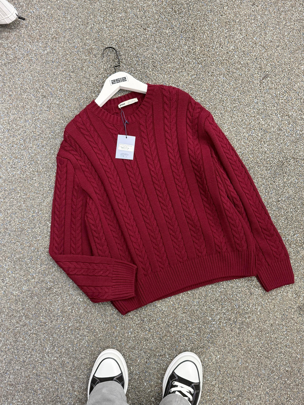 Oversize Örme Triko Kazak Bordo