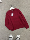 Oversize Örme Triko Kazak Bordo