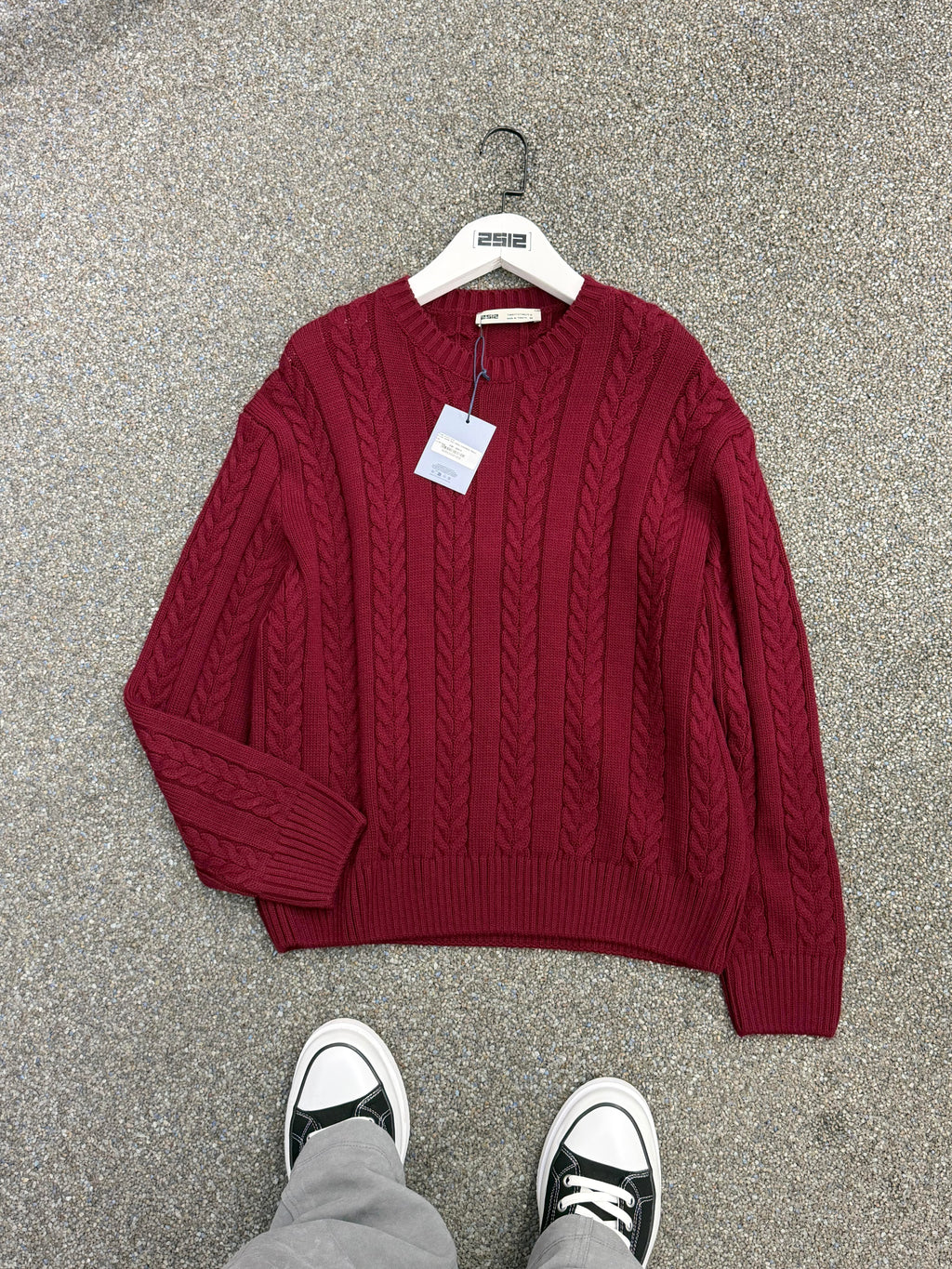 Oversize Örme Triko Kazak Bordo