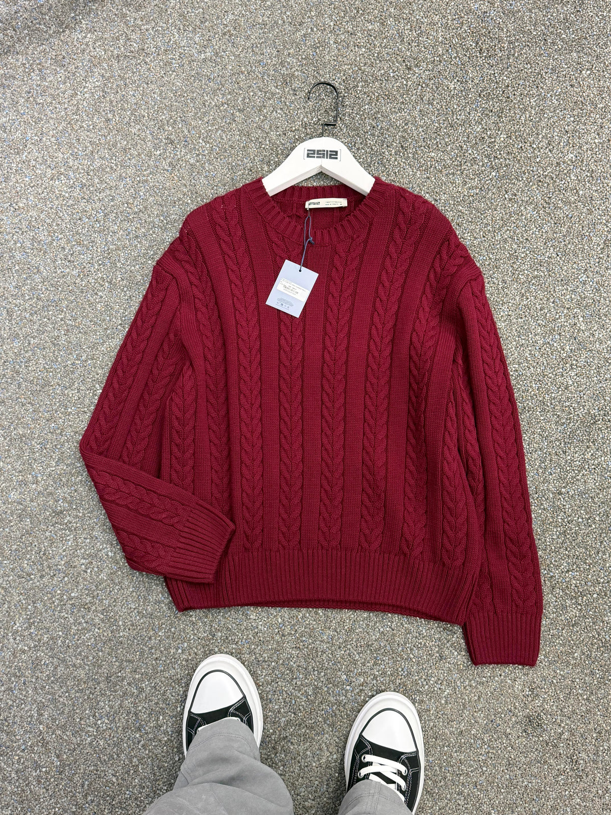 Oversize Örme Triko Kazak Bordo