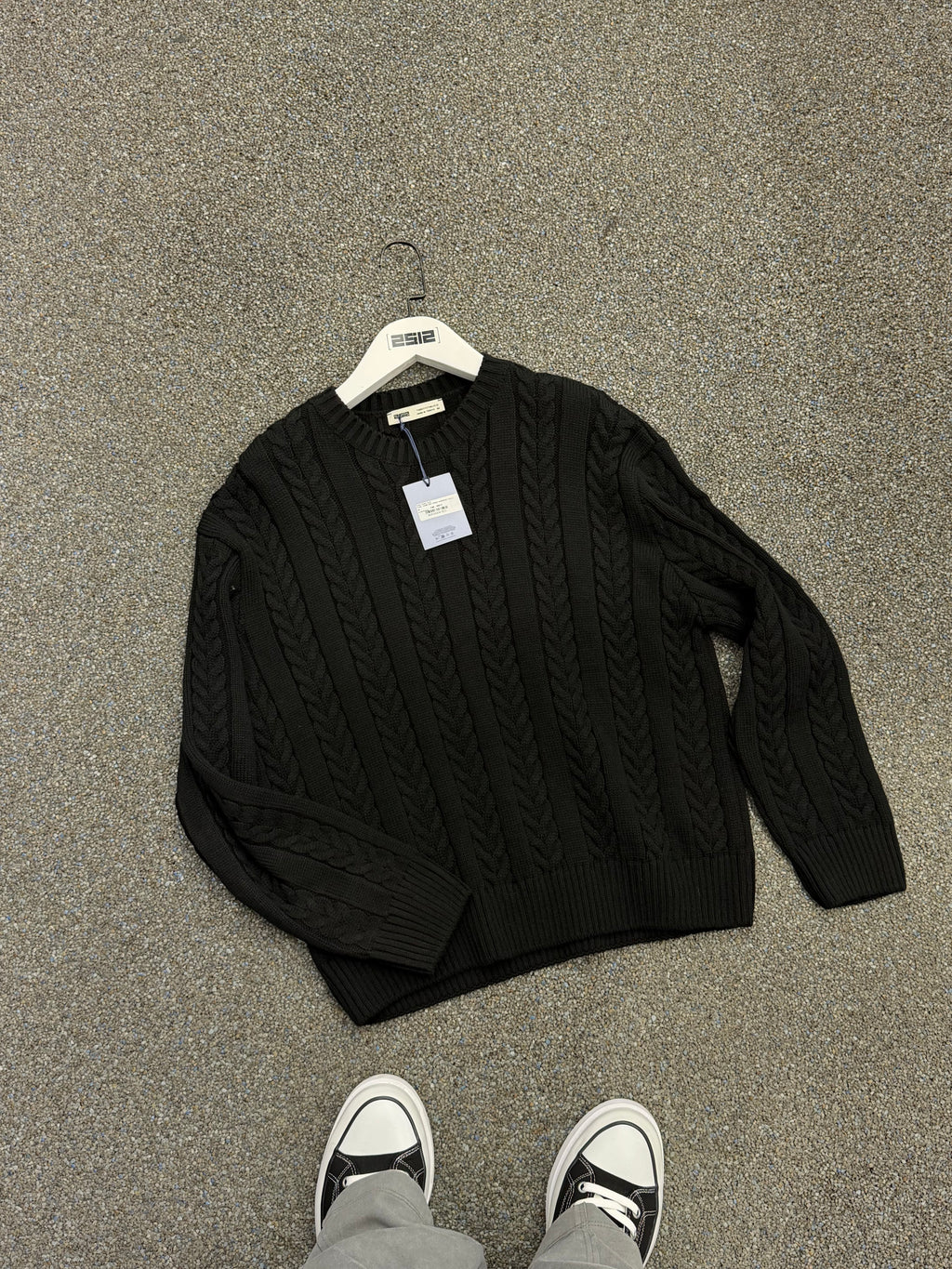 Oversize Örme Triko Kazak Siyah