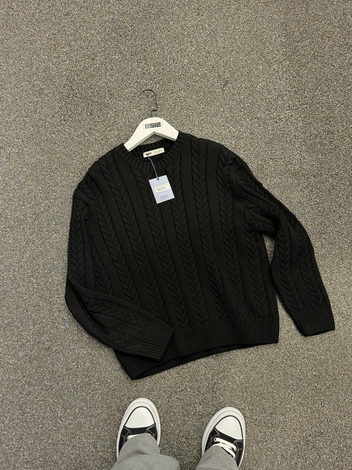 Oversize Örme Triko Kazak Siyah