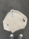 Oversize Örme Triko Kazak Krem