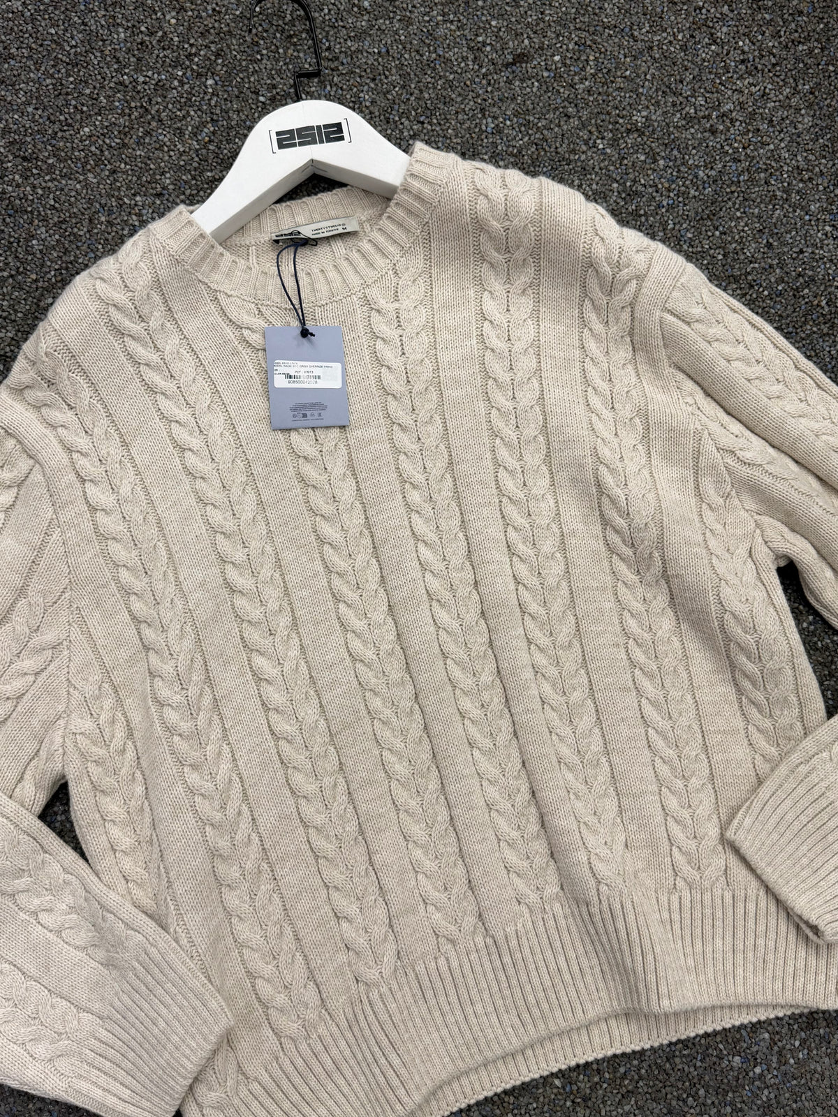 Oversize Örme Triko Kazak Krem